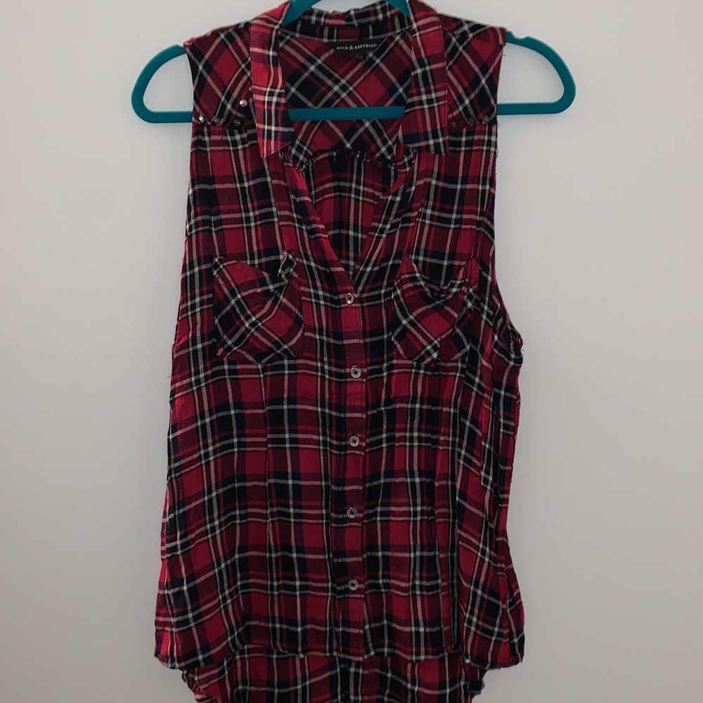 Plaid Button Up Tank Top☺️